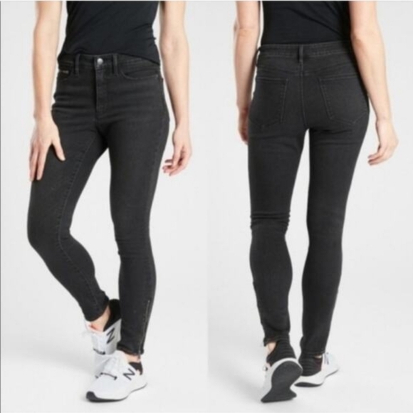 Athleta Denim - Athleta SculpTek Skinny Jeans Womens 4 Carbon Black Zip Ankle Stretch Mid Rise
